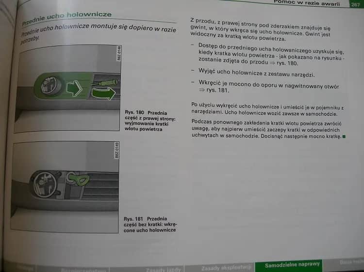 Audi A2: Ucho holownicze lokalizacja i montaż bez problemów